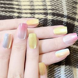 Secret Lives 24-Pcs Acrylic Square Shape Rainbow Nails-12