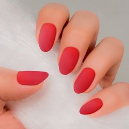 JENNA Set Of 24 French Tip Press On Acrylic Almond Shape Artificial Nails - Red image 5