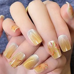 Secret Lives 24-Pcs Glossy Cat Eyes Fire Design Nails-image-93