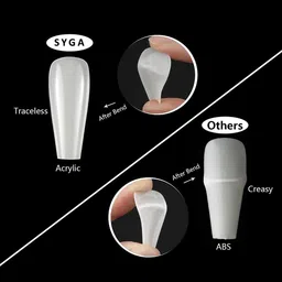 SYGA Set Of 240 T-Shape Artificial Nails With Glue Bottle - 10g - White image 4