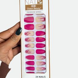 CHRONEX Set Of 24 Matte Finish Stick On Nails Set image 4