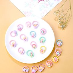 Melbees by Yellow Chimes Girls Set of 20 Pcs Multicolor Floral Shaped Rubber Bands-56