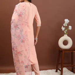 KETCH Ethnic Motifs Embroidered Regular Mirror Work Kurta With Trousers &  Dupatta image 5