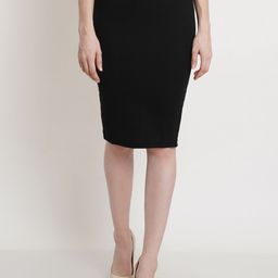 Popwings Women Black Solid Pencil  Skirts-picture-57