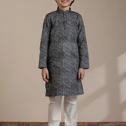 Manyavar Boys Ethnic Motifs Printed Regular Straight Kurta With Pyjamas-19