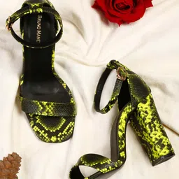 Bruno Manetti Green Animal print PU Block Heels-picture-18
