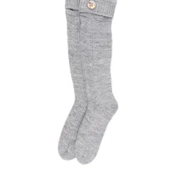 Bharatasya Girls Grey Solid Knee Length Socks-picture-20