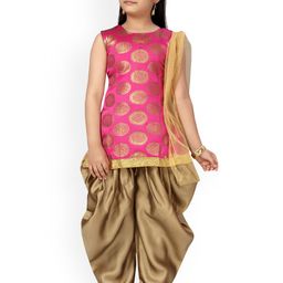 Aarika Girls Pink Self Design Patiala Kurti Set-picture-43