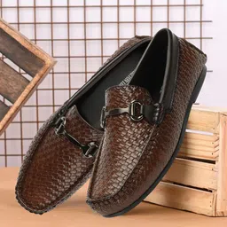 Carlton London Men Textured Lightweight Horsebit Loafers-picture-10