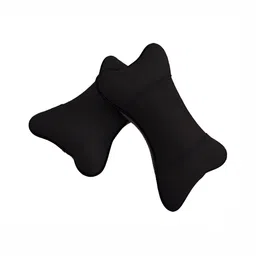 Pum Pum Black 2 Pieces Fibre Filled Faux Velvet Ultra Soft Car Headrest Pillow-20