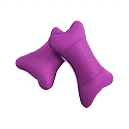 Pum Pum Purple 2 Pieces Fibre Filled Faux Velvet Ultra Soft Car Headrest Pillow-image-85