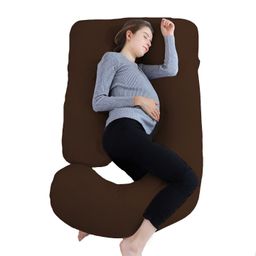 Mom's Moon Brown Cotton Lightweight Maternity J Shaped Pillow-image-72
