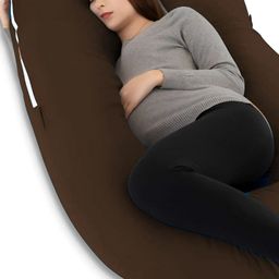Mom's Moon Brown Cotton Lightweight Maternity  G Shaped Pillow-image-59