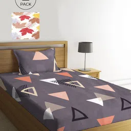 KLOTTHE White & Grey Geometric 210 TC 2 Single Bedsheet with 2 Pillow Covers-24