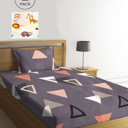 KLOTTHE White & Yellow Geometric 210 TC 2 Single Bedsheet with 2 Pillow Covers-51