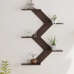 Wenge Engineered Wood Astrella Floating Wall Shelf by Bluewud-picture-48