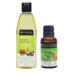 Soulflower Coldpressed Castor & Jojoba Hair Oil Set For Skin Protection and Cool Scalp-51