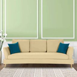 casacraft from pepperfry Trento Fabric 3 Seater Sofa in Cream Colour-picture-23