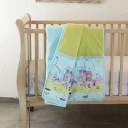 House This The Perfect Morning Kids Yellow & Blue AC Room Cotton Double Bed Quilt-8