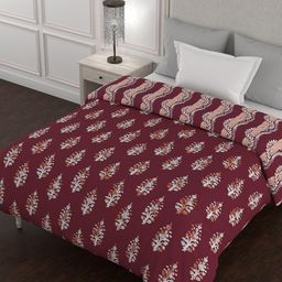 BELLA CASA Red & White Ethnic Motifs AC Room 150 GSM Cotton Single Bed Quilt-image-75