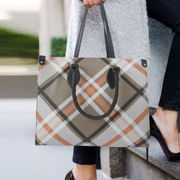 FARGO Checked Structured Tote Bag image 4
