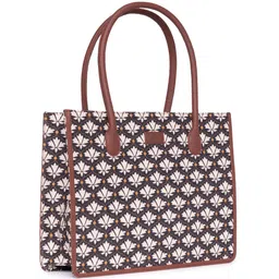 ZOUK Ethnic Motifs Printed Structured Jute Tote Bag image 3