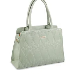 Metro Green Textured Structured Handheld Bag with Quilted image 5