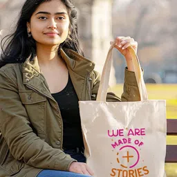 Doodle Typography Printed Eco-Friendly Cotton Canvas Shopper Tote Bag-4