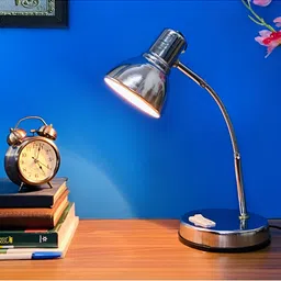SPARK WORLD Silver-Toned Metal Quirky Abstract Shaped Table Lamp-65