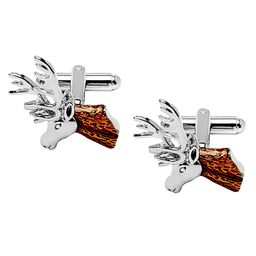 bodha Silver-Toned & Brown Raindeer & Stag Design Cufflink-image-90