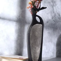 Decor de Maison Black Alloy Textured Alloy Art Flower Vase-image-96