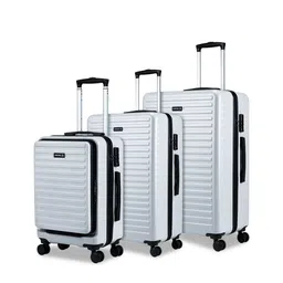 Assembly Silver Set Of 3 Textured Hard-Sided Trolley Suitcases 20, 24 & 28 inches-1