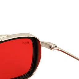 Floyd Unisex Red Lens & Silver-Toned Rectangle Sunglasses with UV Protected Lens image 4