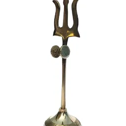 Das traders Yellow Brass Lord Shiva Trishul With Damru-image-6