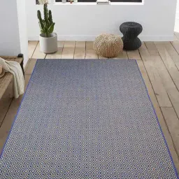 saral home Blue Cotton Geometric 6 x 9 Feet Hand Woven Carpet-picture-40