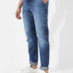 Campus Sutra Men Blue Smart Clean Look Light Fade Cotton Denim Slim Fit Jeans-image-36