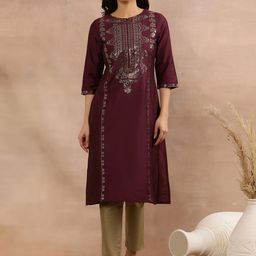W Women Ethnic Motifs Printed Straight Kurta with Trousers-image-94