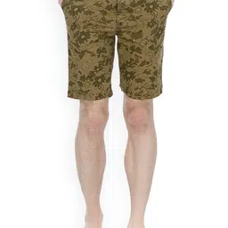 Basics Men Khaki Printed Comfort Fit Shorts-image-29