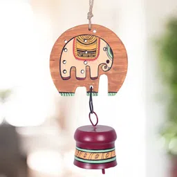 AAKRITI ART CREATIONS Red & Brown Printed Elephant Parade Windchime-picture-55
