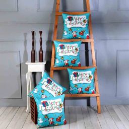 Multicolor Polyester Christmas Special 16x16 inches Cushion Covers (Pack of 5) by Hosta Homes-picture-36