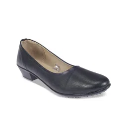 Khadims Women Black Solid Leather Block Heels-45