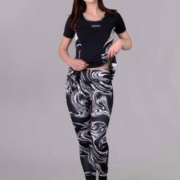Keepfit Abstract Printed Quick-Dry Top & Tights Swim Set-17