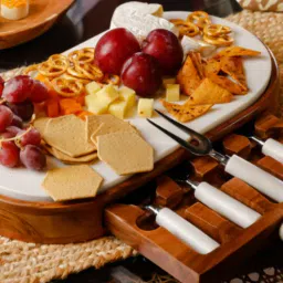 izzhaar Snow Forest Brown & White Wood & Marble Cheese Platter-picture-47