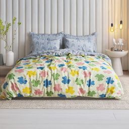 Myntra Elegant Homes Green & Blue Floral Microfiber Heavy Winter 210 GSM Double Bed Comforter-image-67