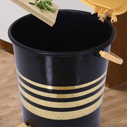Kuber Industries Black & Yellow Printed Plastic Pedal Dustbin 10 L-39