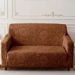 HOUSE OF QUIRK Camel Brown Self Design Jacquard Soft Touching 5 Seater Sofa Cover-picture-40
