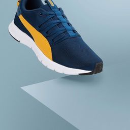 Puma Men Navy Blue & Mustard Yellow Woven Upper Ealing Running Shoes-picture-54