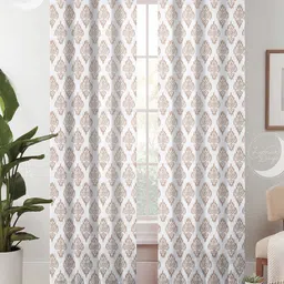 Lunar Days Beige & White 2 Pieces Ethnic Motifs Room Darkening Long Door Curtains-8