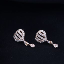 I Jewels Rose Gold American Diamond Contemporary Drop Earrings-image-24