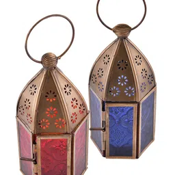Homesake Set of 2 Copper-Toned Moroccan Table Lanterns image 4